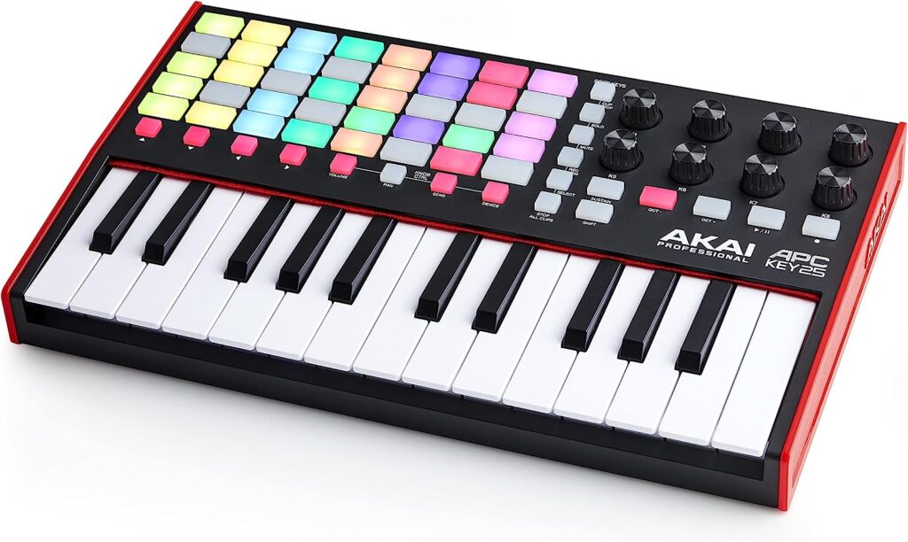 AKAI Professional APC Key 25 MK2 - 25-Key USB MIDI Keyboard Controller for Clip Launching with Ableton Live Lite, 40 RGB Pads and 8 Rotary Knobs