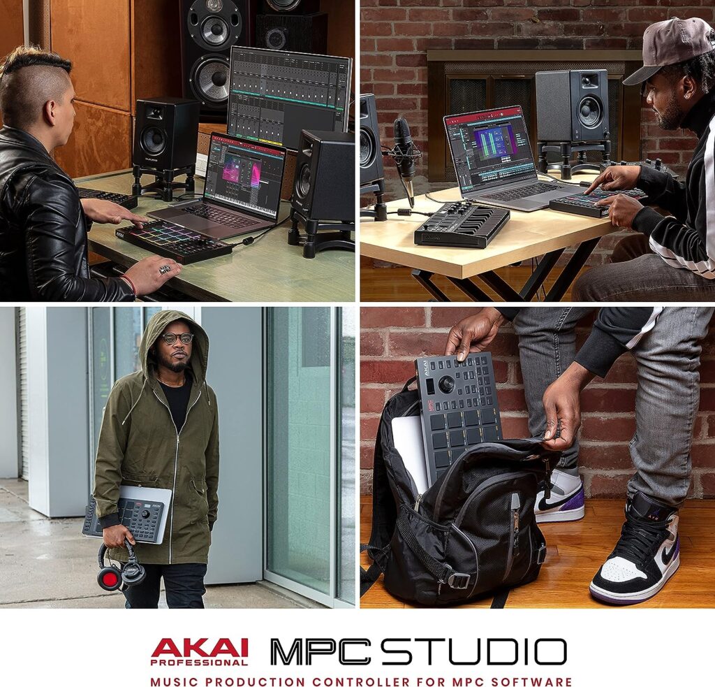 Akai Professional MPC Studio MIDI Controller Beat Maker with 16 Velocity Sensitive RGB Pads, Full MPC 2 Software, assignable Touch Strip  LCD Display