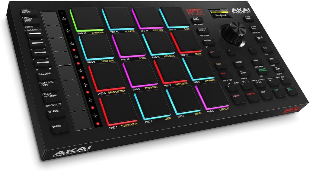 Akai Professional MPC Studio MIDI Controller Beat Maker with 16 Velocity Sensitive RGB Pads, Full MPC 2 Software, assignable Touch Strip  LCD Display