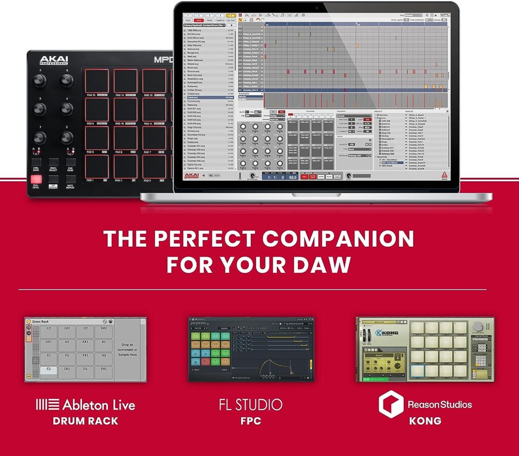 AKAI Professional MPD218 - USB MIDI Controller with 16 MPC Drum Pads, 6 Assignable Knobs, Note Repeat  Full Level Buttons and Production Software
