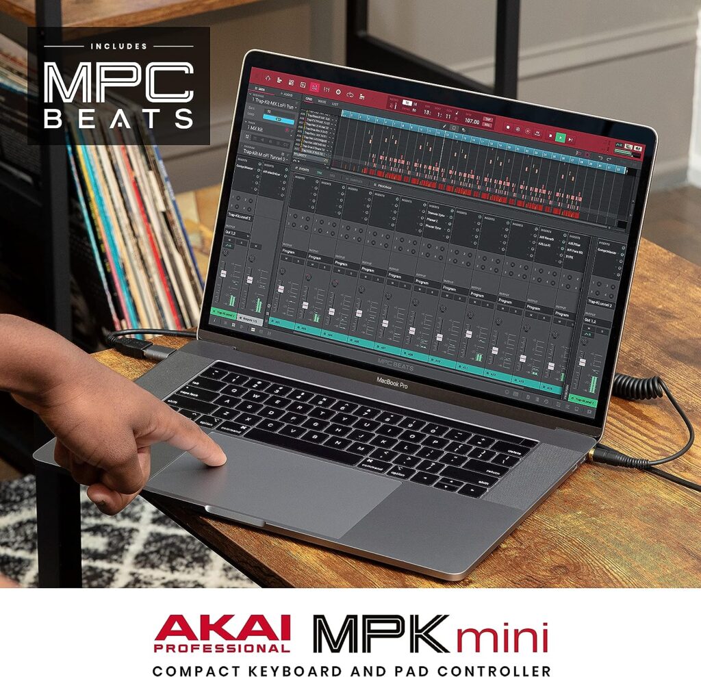 AKAI Professional MPK Mini MK3 - 25 Key USB MIDI Keyboard Controller With 8 Backlit Drum Pads, 8 Knobs and Music Production Software Included (Grey)