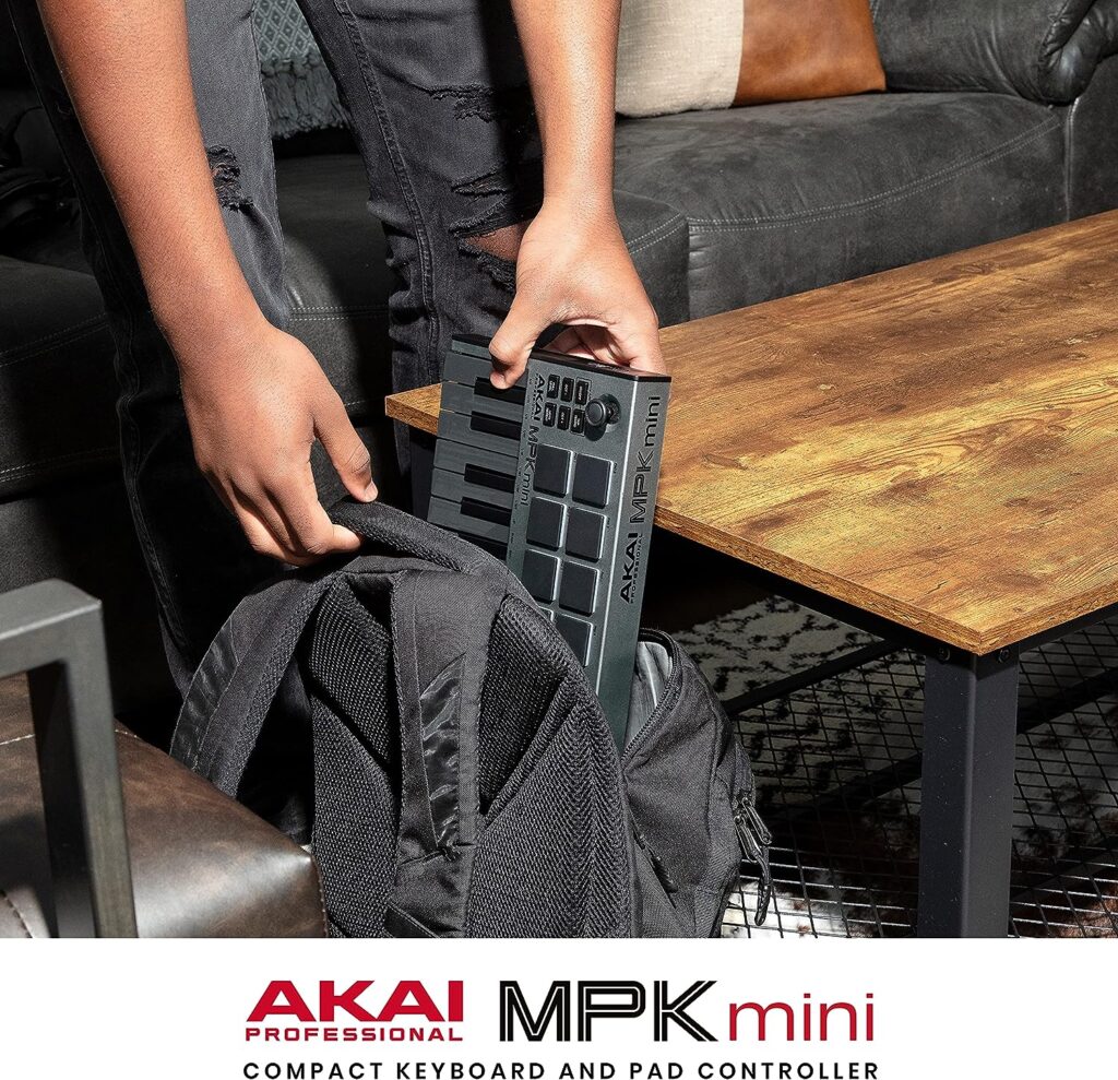 AKAI Professional MPK Mini MK3 - 25 Key USB MIDI Keyboard Controller With 8 Backlit Drum Pads, 8 Knobs and Music Production Software Included (Grey)