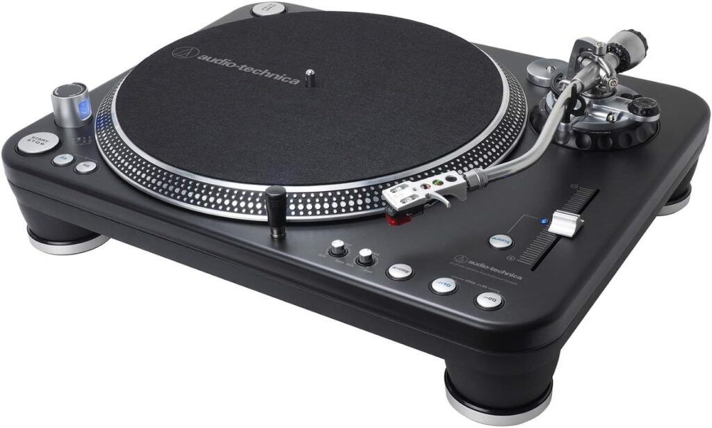 Audio-Technica ATLP1240USBXP Professional DJ Turntable Bundle with Eris-3.5-Inch Studio Monitor, Knox Stabilizer and Stylus Scale (4 Items)