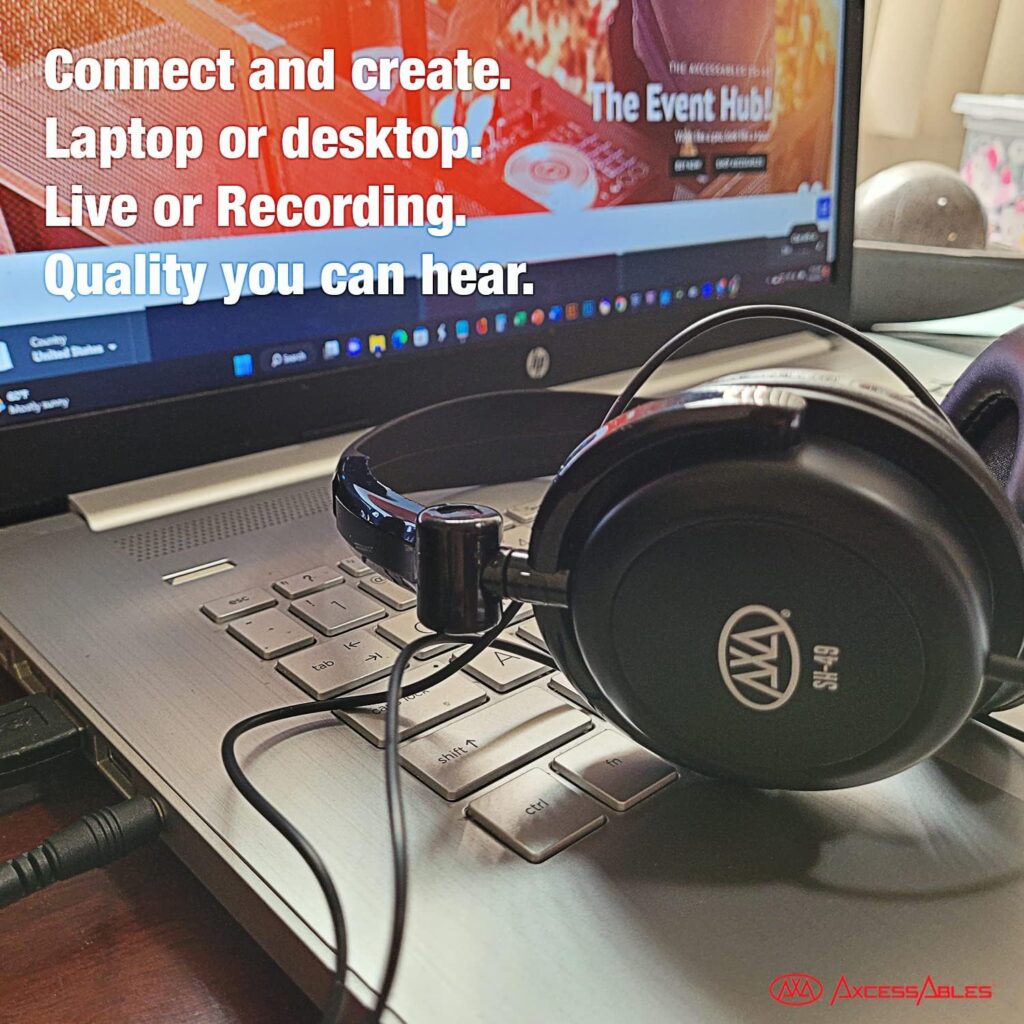 AxcessAbles On-Ear Closed-Back Studio Headphones | DJ Headphones with 6ft Cable and 1/4-inch Jack Adapter | 38mm Neodymium Driver Swiveling Cups| Guitar Practice Headphones | Recording Headphones