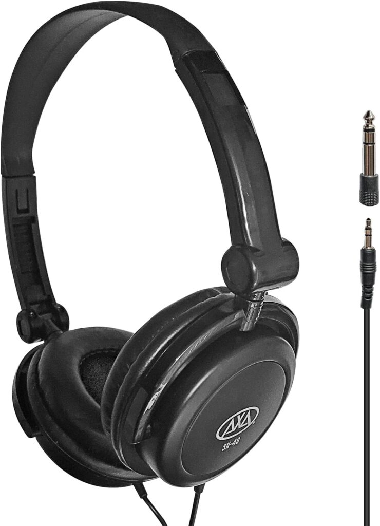 AxcessAbles On-Ear Closed-Back Studio Headphones | DJ Headphones with 6ft Cable and 1/4-inch Jack Adapter | 38mm Neodymium Driver Swiveling Cups| Guitar Practice Headphones | Recording Headphones