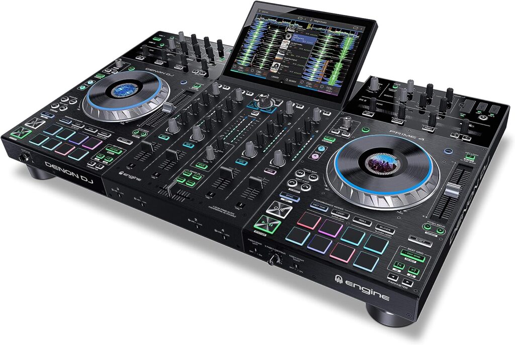 Denon DJ PRIME 4 - 4 Deck Standalone Smart DJ Console / Serato DJ Controller with Built In 4 Channel Digital Mixer and 10-Inch Touchscreen