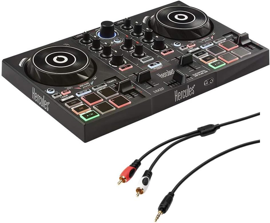 Hercules DJ Control Inpulse 200 with /8 Stereo Mini to Dual RCA Y-Cable (6) Bundle