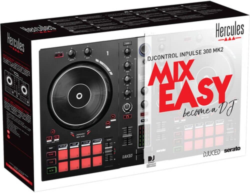 Hercules DJ Control Inpulse 300 2-Deck USB DJ Controller for Serato DJ Lite and DJUCED Bundle with 6 Comprehensive Standard Series 3.5mm Stereo Mini Plug to 2 RCA Plugs Audio Cable