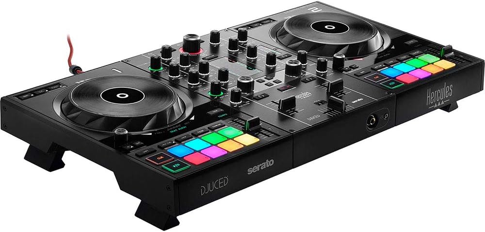 Hercules DJControl Inpulse 500 DJ Software Controller with Polsen HPC-A30-MK2 Monitor Headphones  Mini to 6 RCA Cable Bundle