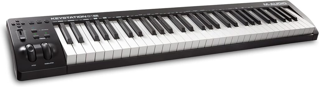 M-Audio Keystation 61 MK3 - Synth Action 61 Key USB MIDI Keyboard Controller with Assignable Controls, Pitch and Mod Wheels, and Software Included,Black