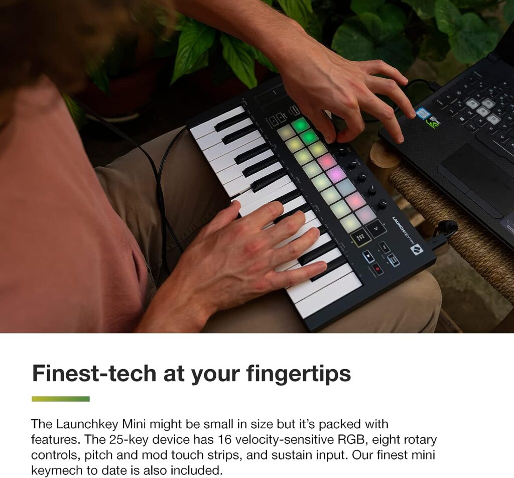 Novation Launchkey Mini [MK3] — Portable 25-Key, USB, MIDI Keyboard Controller with DAW Integration. Chord Mode, Scale Mode, and Arpeggiator — for Music Production