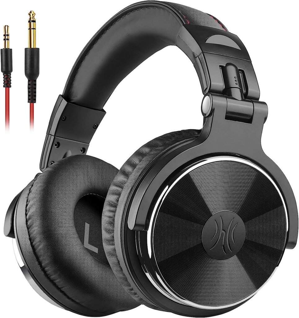 OneOdio Wired Over Ear Headphones Hi-Res Studio Monitor  Mixing DJ Stereo Headsets with 50mm Neodymium Drivers and 1/4 to 3.5mm Jack for AMP Computer Recording Podcast Keyboard Guitar Laptop - Black