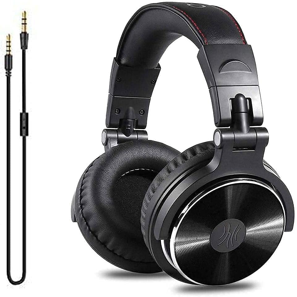 OneOdio Wired Over Ear Headphones Studio Monitor  Mixing DJ Stereo Headsets with 50mm Neodymium Drivers and Additional 3.5mm Audio Cable with Mic and On Off Button (3.9ft)