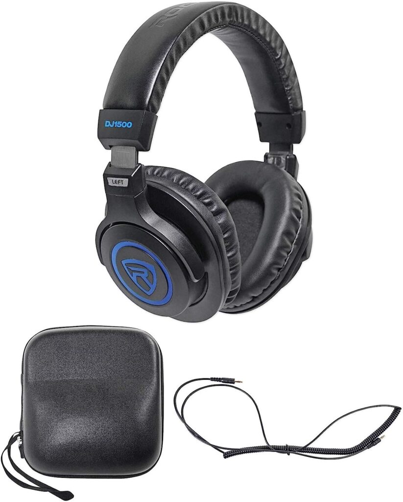 Rockville DJ Headphones w/Detachable Coil Cable, Case+Extra Ear Pad (DJ1500)