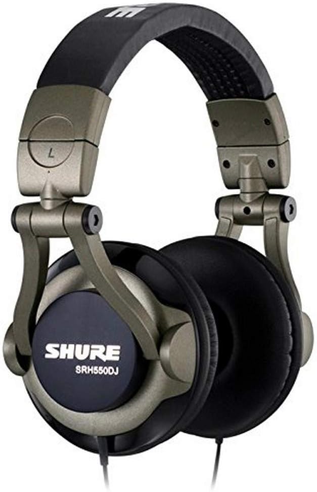 Shure SRH550DJ Professional Quality DJ Headphones - Full Range Audio Performance, 50mm Dynamic Drivers Deliver Enhanced Bass, Padded Ear Cups Swivel 90 Degrees for Easy One-Ear Placement