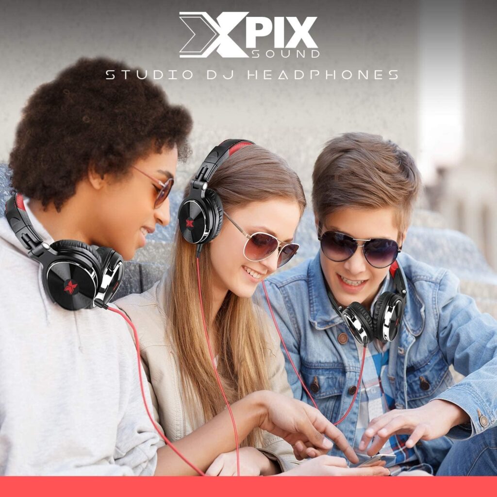 XPIX Pro DJ Headphones Closed Back Over Ear Stereo Monitor Headphones, For Monitor  Mixing, Single Side, Dual Source Monitoring