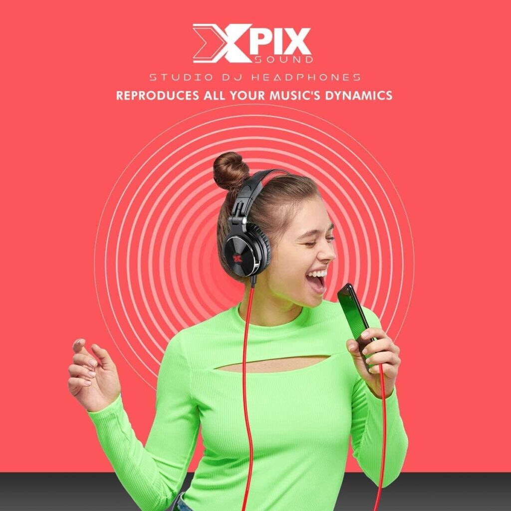 XPIX Pro DJ Headphones Closed Back Over Ear Stereo Monitor Headphones, For Monitor  Mixing, Single Side, Dual Source Monitoring
